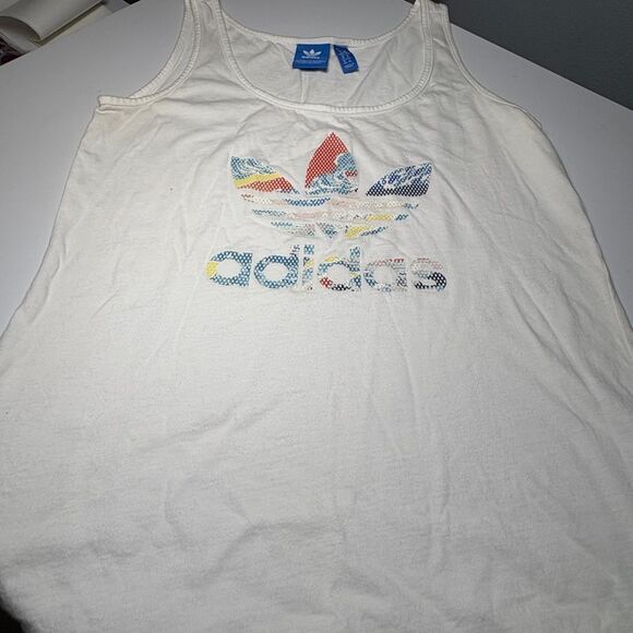 Adidas Cream Tank LOVE UNITES Trefoil Logo - Picture 1 of 5